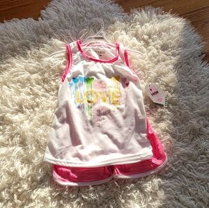 Kids Love Tank Top - White and Pink